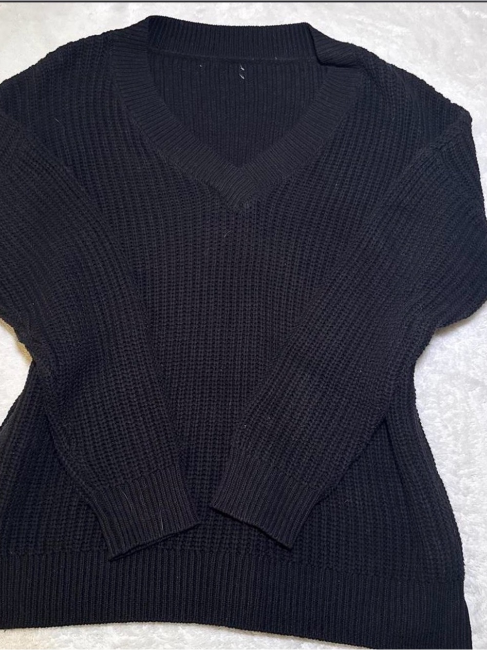 Women's Black V-Neck Knit Sweater